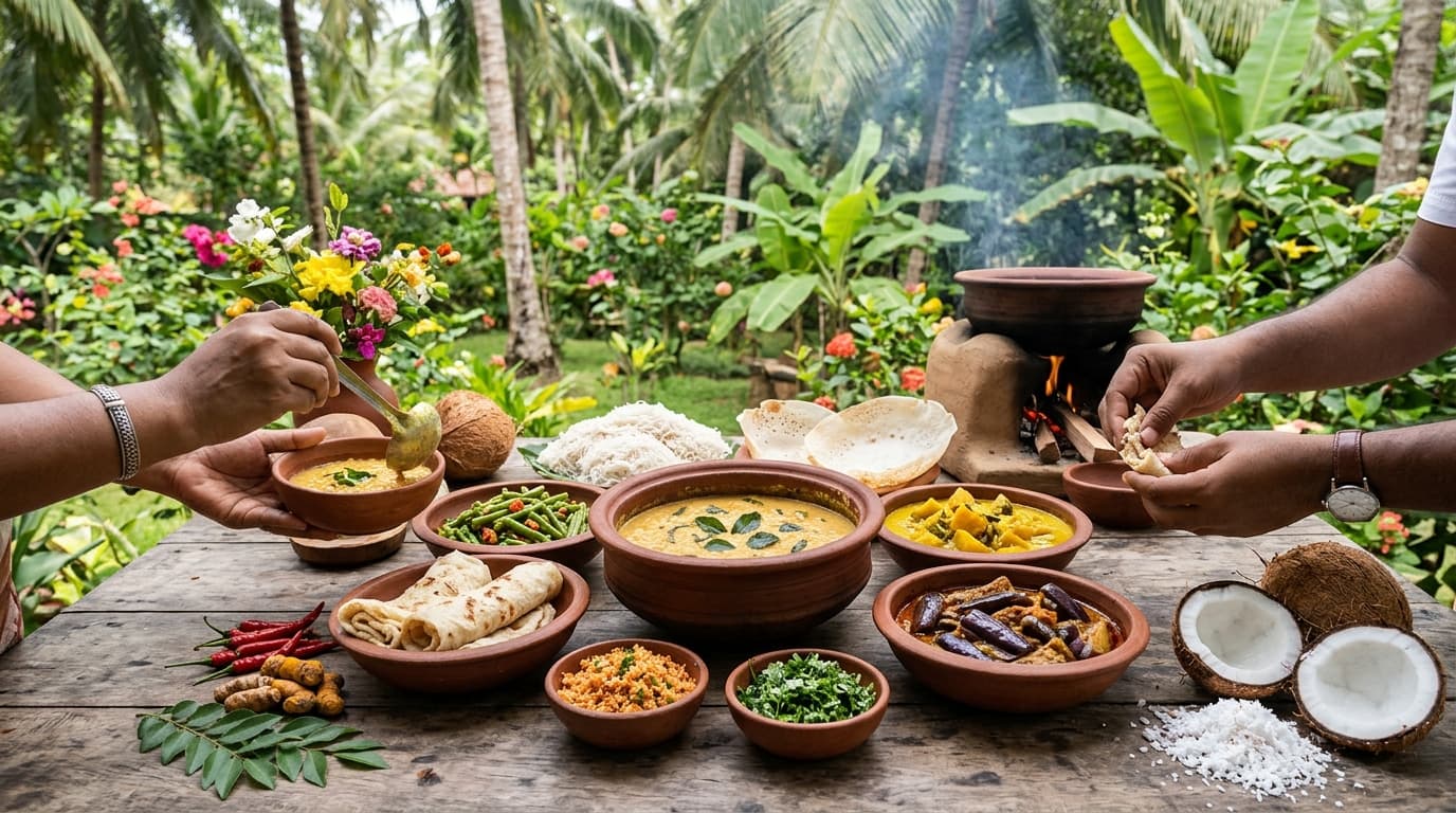 Fresh greens prepared as a Sri Lankan side dish