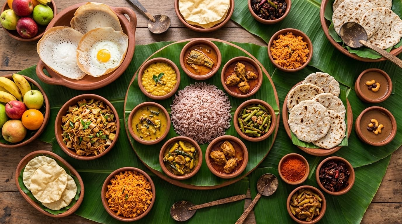 Traditional Sri Lankan hoppers served with sambol