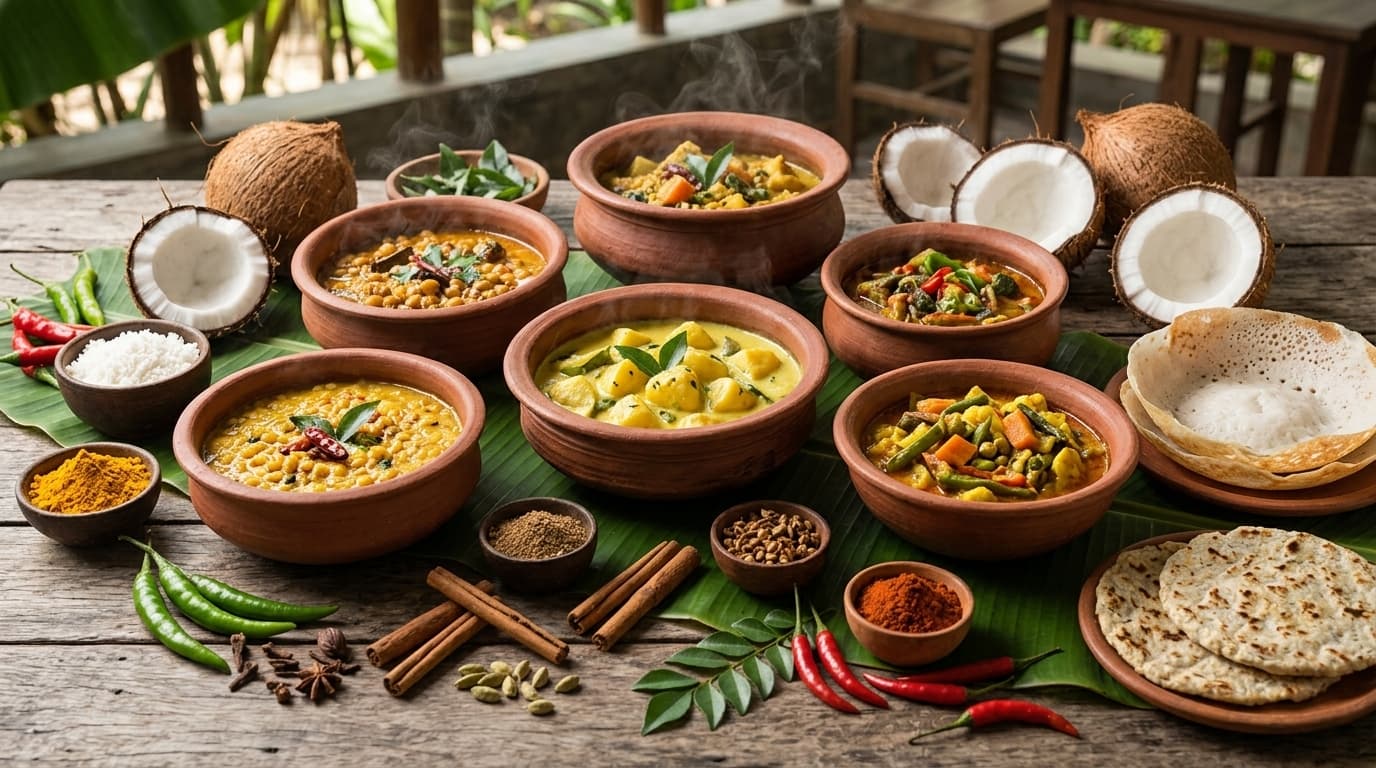 A bowl of Sri Lankan curry with spices