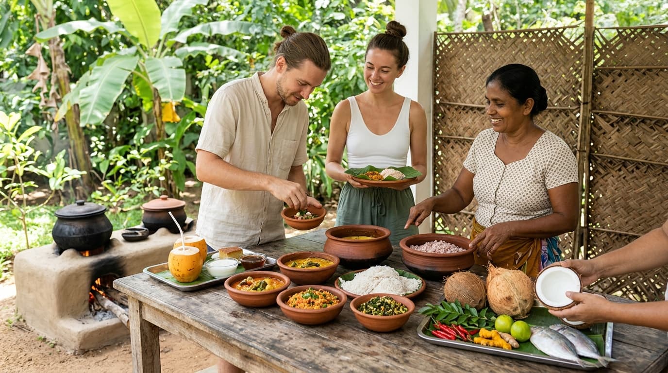 A local market with fresh produce in Sri Lanka